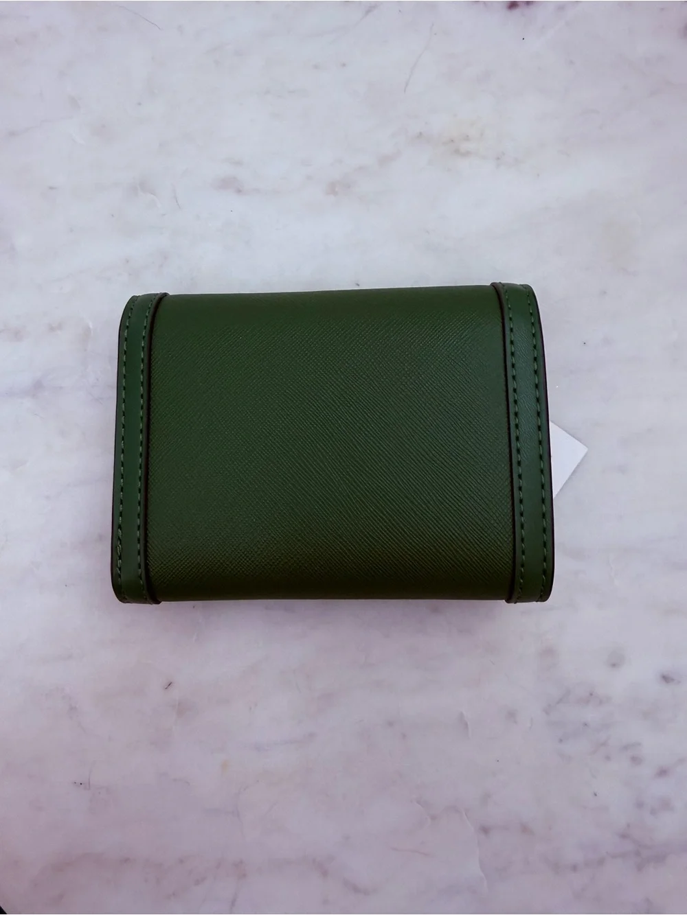 NEW!! Michael Kors Fern Green Saffiano Leather MK Snap Wallet with Gold Logo
